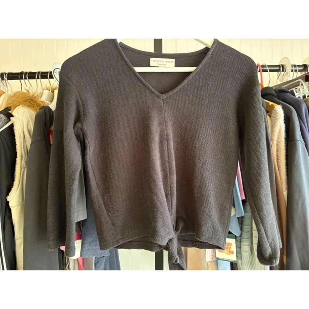 Madewell XS cotton cropped tie blouse